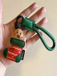 1 eleganter Weihnachtsanhänger - Weihnachtsmann oder Hirsch grünes Band, PU-Material Feiertags-Schlüsselanhänger, abnehmbarer Taschenanhänger & Auto-Schlüsselanhänger unisex - Weihnachtsgeschenk, Valentinstags-Geschenk - geeignet für Rucksäcke, Geldbörsen, Fahrzeuge, saisonale Dekorationen, dauerhafte Accessoires, Feiertags-Ornamente und Geschenkideen