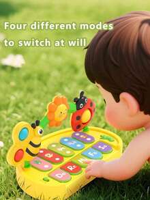 1pc Baby Musical Piano Keyboard Toy, Illuminated Sound Music Toy, Rhythm Games And Song Playback Activities Learning Toy, Early Childhood Educational Interactive Toy, Motor Skills And Cognitive Development Gift, Adjustable Volume Multi-Mode, Portable Storage, Suitable As Baby Gift