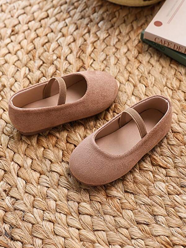 Girls' Spring/Summer Fashion Casual Mary Jane Shoes, Solid Color Velvet Performance Shoes, Toddler Ballet Flats, Solid Color Slip-On