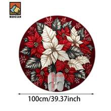 1 pièce/10 pièces Tapis de bain antidérapant avec design de poinsettia et flocon de neige, en matériau de flanelle, tapis de sol rond, décoration moelleuse, convient pour la salle de bain, la porte, la cuisine, le salon et autres occasions, lavable en machine, antidérapant, décoration de Noël, idée cadeau