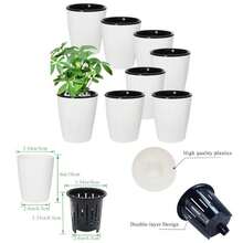 8 Pack 4 Inch Self Watering Plastic Planter With Inner Pot White Flower Plant Pot, Modern Decorative Flower Pot All House Plants, Flowers, Herbs, African Violets