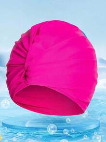 Women's Long Hair Black Swimming Cap, Fabric Swimming Cap, Soft & Pressure-Free Swimming Cap, Stretchy Fabric Won't Squeeze Head, High-End Swimming Cap, Beach Accessory, Swimming Pool Floater - Multicolor - View 7