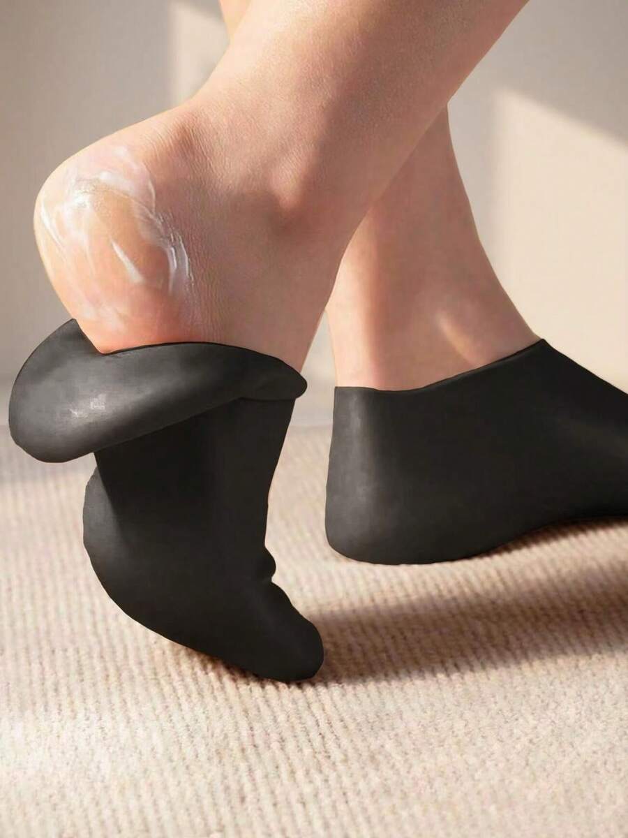 1 Pair Silicone Foot Spa Socks For Dry Cracked Feet, Silicone Moisturizing Socks For Women, Foot Care Silicone Socks, Spa Gel Socks Foot Care After PedicureHydrating Gel Moisturizer For Dry, Cracked Feet - Relaxing Massage, Softenin, Foot Care, Skin Care ﻿ - Black - View 1