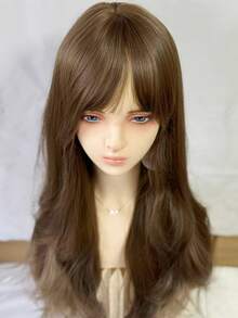 【国内発送・最短翌営業日お届け】前髪ありウェーブルーズカールロングウィッグ 70cm/27in｜ブラウンカラー｜冷たい茶色 ｜クールブラウン｜耐熱フルウィッグ ｜自然 ｜レディース｜ おしゃれ ｜かわいいウィッグ ｜普段使い｜ ミディアムロングウィッグ ｜ストレートウイッグ｜ フルウィッグ ｜通気性 ｜ グラデーション｜ 女性 ｜大人かわいい｜ ファッションウィッグ｜ かつら｜ 20代 30代 40代 50代 ｜バレない 高密度150%、耐熱合成髪、女性用、初心者向け、日常＆パーティー＆コスプレに最適、ローズネットキャップ（調節可能）、スムーズ＆多様なスタイル｜ 夏祭り×花火大会×浴衣ウィッグ - ダークブラウン - チェックする 3