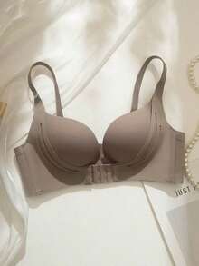 Sujetador de empuje ultra sólido para mujeres, lencería,push-up super realzante para mujer, diseñado para copa pequeña con efecto de busto talla grande grande - Gris - Ver 4