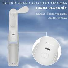Ventilador Plegable de Mano Recargable USB 3 en 1 para Emergencias - Rosa - Ver 7