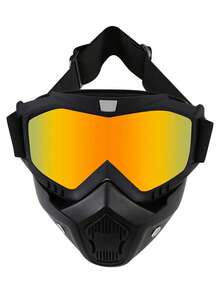 1pc Motorcycle Goggles With Detachable Face Mask - Off-Road ATV Motocross Glasses UV Protection Adjustable Riding Motorcycle Safety Goggles Racing Detachable Anti-Fog Warm Protective Eyewear - Multicolor - View 5