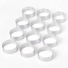 3/6/9/12pcs Tart Rings, Non-Stick Stainless Steel Round Cake Molds, Metal Pastry Molds For French Desserts, Mini Fruit Tarts, Round Tarts, Gift Box Packaging