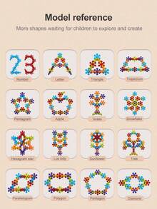 3D Rotating Plum Blossom Building Blocks Toy, Children's Puzzle Snowflake Stacking Toy, Small Gift, Souvenir. During The Puzzle Process, Children Can Exercise Fine Motor Skills; The Process Of Building From 2D To 3D Helps Cultivate Spatial Imagination. - Multicolor - View 6