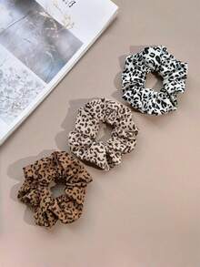 3/9件装经典猎豹纹布艺发圈，弹性发绳，适合扎马尾辫，波西米亚海滩度假风发型配饰，发圈，家居健身化妆配饰，女士头部配饰