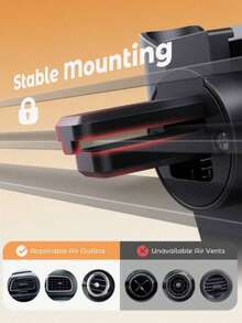 1个多功能车载手机支架，出风口安装支架，导航支架，重力车载手机支架，通用车载手机支架 - 黑色 - 查看 4