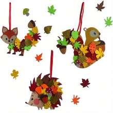 Fall Wreath Kit - 131/259 Pcs Autumn Maple Leaf Wreath Set With Glitter Stickers, Felt Fall Leaves Stickers DIY Craft For Thanksgiving, Christmas, Halloween Home Classroom Party Decor (Thanksgiving Decorations, Fall Wreath DIY, Glitter Maple Leaf Garland)