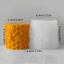 1 pezzo Stampo in silicone 3D a forma di orso e ape per candele/artigianato in resina - Stampo cilindrico con texture a nido d'ape e accenti floreali, forniture riutilizzabili per decorazione domestica fai-da-te e realizzazione di regali