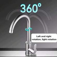 1 Set Of Faucet, Easy To Install, 360 Degree Rotating Nozzle, Convenient For Cleaning Various Corners Of The Basin, Suitable For Single And Multiple Bowl Shaped Sinks In The Kitchen Or Bar - Silver - View 1