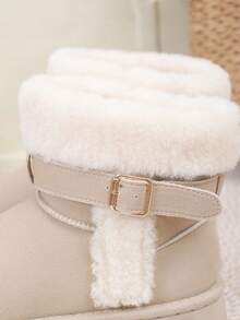 Knöchelhohe Stiefel, neue Winterstiefel mit Gürtelschnalle, dicker Sohle, warmes Futter für Frauen