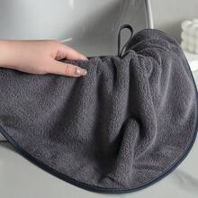 2 pièces Set de serviettes de cuisine, serviette noire, serviette en microfibre super douce, set de serviettes de bain, douces, absorbantes, séchage rapide, serviette ronde à suspendre avec corde de suspension, noir et gris, 50*50cm/20*20 pouces