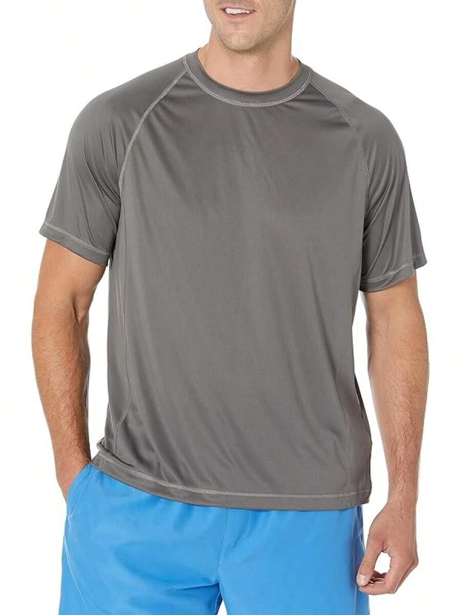 Essentials - Men's UPF 50 Quick-Drying Short-Sleeve Swim Shirt - Pink - View 1