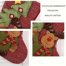 1 pieza Calcetín de regalo de Navidad tejido, decorado con elementos de Papá Noel, muñeco de nieve y renos, adecuado para decoración colgante de invierno y Navidad, esencial para la familia en vacaciones, calcetines de caramelos navideños, sin suministro eléctrico, entrega de estilo aleatorio, gancho colgante opcional