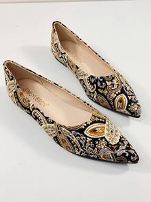 أحذية نسائية مسطحة ذات أصبع مدبب مطبوعة، ذات قاعدة مريحة، بتصميم بسيط وأنيق، أحذية لوفر سهلة الارتداء، مناسبة للارتداء اليومي