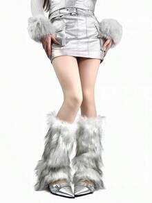Street Edgy Fluffy Leg Warmers, Thick Plush Boot Cuffs Leg Warmers For Women, Autumn/Winter Y2K Style Christmas Gift - Mouldless - View 21