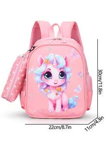 新款时尚卡通背包，带小袋 - 粉色 - 查看 12