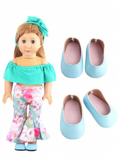 7cm Zapatos de muñeca de PU, diseño de punta redonda, fácil de poner y quitar, mini bailarinas, adecuados para muñecas americanas estándar de 18 pulgadas y bebés recién nacidos de 43cm, juguetes de muñecas DIY