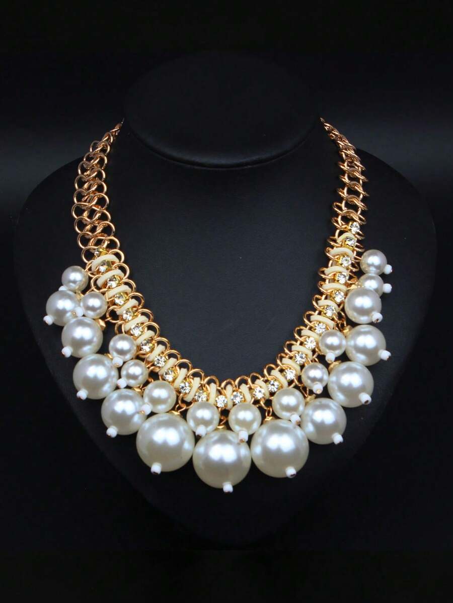 1件欧美时尚水晶串珠吊坠项链，适合宴会、活动、节日佩戴 - 串珠吊墜項鍊 - 查看 1