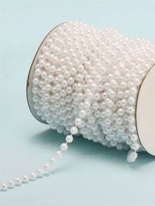 196.85 英寸/4 毫米/6 毫米 时尚配饰及工艺品 仿白珍珠串珠花环，装饰珍珠，优雅白珍珠串珠圈，珍珠串珠圈，珍珠花环，适用于婚礼派对生日珠宝配饰、婚礼生日派对装饰、DIY 工艺品、蛋糕装饰、蛋糕顶饰、蛋糕装饰工具 - 彩色 - 查看 4