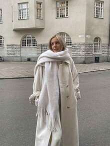 1pc Women's New Fluffy Tassel Scarf, Warm And Comfortable, Windproof, Suitable For Outdoor Activities, Versatile For Daily Wear, Autumn/Winter