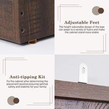 Farmhouse 3/4 Doors Armoire Wardrobe Closet W/Folding Sliding Barn Door And Lights, LED Armoire Closet W/Drawers For Bedroom, Freestanding Wooden Wardrobe Storage Closets W/Hanging Rod - 棕色 - 查看 8