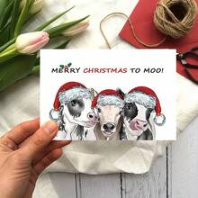 1 pièce, Carte de Noël drôle avec vache, Cadeaux de Noël mignons pour les amateurs de vaches, Idées de cadeaux de Noël humoristiques pour les amis, Cartes de Noël joyeuses Cadeaux pour papa, maman, frère, sœur, amis - Taille Unique - Voir 6
