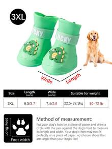 4pcs Silicone Large Dog Rain Boots, Waterproof Anti-Slip Pet Shoes, Easy To Clean One-Piece Design, Suitable For Medium And Large Pets - Multicolor - View 16