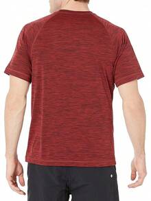 Essentials Men's UPF 50 Quick Dry Short Sleeve Swim Shirt - 紅色 - 查看 3