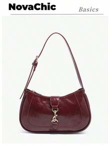 Novachic,1pc Retro Minimalist Hook Decor Adjustable Shoulder Strap Crescent Shape Bag, Suitable For Date, Outing, Party - Red - View 1