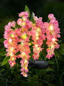 10Pcs Solar Wisteria Flower LED Light, Outdoor Garden Patio Decorative Lamp, 52pcs Beads, Dual Mode (Normal & Blinking), Plastic Material, Light Sensor Control, Removable Photovoltaic, Solar Charging Nickel Battery, Outdoor Illumination|Vibrant Garden Decor|Realistic Flower Shape, Solar Garden Lights(Pink, Blue, Yellow, Purple) - 紫藤花 - 查看 11