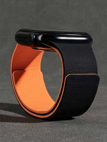 1pc Men Women Lychee Pattern Silicone Magnetic Watchband Compatible With Apple Watch Band Compatible With Apple Watch 42mm 38mm 40mm 41mm 44mm 45mm 46mm 49mm Fashion Smart Watch Replacement Watch Strap For Series Ultra2 Ultra SE2 SE 11 10 9 8 7 6 5 4 3 2 1 - Nhiều màu - Xem 4