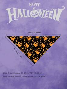 Terrifying Halloween Pet Bandana With Pumpkins Ghost Pattern Pet Kerchiefs,Adjustable Jack-O'-Lantern Theme Pattern Printing Dog Triangle Bibs Scarfs,Suitable For Small To Medium Dogs And Cats - Soft Polyester, Machine Washable