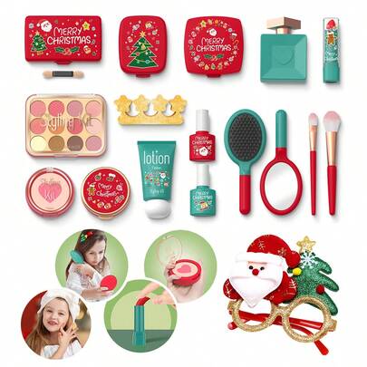 1pc Girls Makeup Vanity Playset, Miniature Realistic Cosmetics (Not For Application), Fashion Dress Up Toys, Kids Role Play Interactive Props, Great Gift For 3+ And 6-12 Years Old Girls Birthday, Christmas