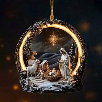 1/3 Pc, Acrylic Nativity Scene Decorative Pendant, Charm Holy Home 2D Flat Pendant, Religious Theme, Suitable For Car Interior, Bags, Keychain Decorations, Easter And New Year Gifts For Friends And Family Home Decor Christmas Decorations Room Decor Christmas
