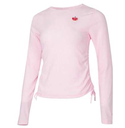 Nike تي شيرت نسائي رياضي كاجوال محبوك بخصر نحيف ورقبة دائرية وأكمام طويلة