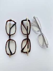 1pc Men Anti-Blue Light Clear Acrylic Frame Glasses Clear Glasses - Multicolor - View 4