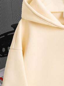 Tween Girl Letter Graphic Print Warm Sweatshirt - Apricot - View 4