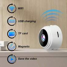 Mini Wireless Security Camera, 480P, Indoor Camera, WIFI Function, Magnetic Installation, Motion Detection, Simple Installation, Suitable For Home, Office, Warehouse, Can Be Used As Holiday Gifts, Birthdays, Christmas (White Or Black)