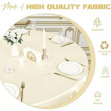 Paquete de 6 manteles redondos de color marfil mantel de tela de saten de 120 pulgadas para mesa redonda resistente a las arrugas lavable ropa de mesa de seda brillante para bodas fiestas mesas - Marfil - Ver 4