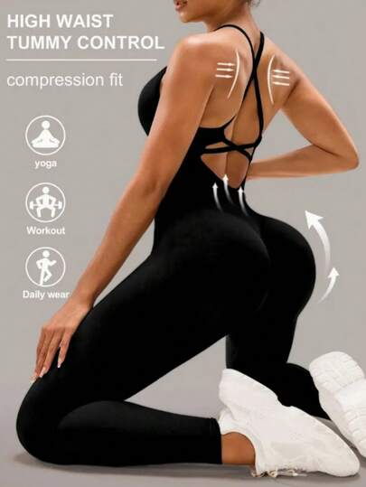 Macacão Fitness Casual com Alças Cruzadas – Estilo, Conforto e Sustentação em Uma Só Peça