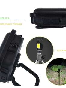 lanterna multifunciona mini glare cob chaveiro pingente led - Preto - Visão 6