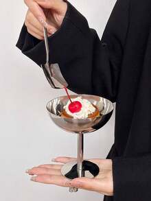 1 件不锈钢甜点碗、冰淇淋杯、高脚杯饮料杯、家用下午茶杯 - 銀色 - 查看 6