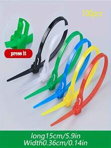 100 Pcs Reusable Self-Locking Plastic Nylon Cable Ties: Mixed Color Style Secure Fastening, Multiple Color Mixing Combinations, Ribbed Design Durable And Flexible, Suitable For Indoor And Outdoor Use - Multicolor - View 2