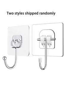 Large Wreath Hanger Hook, Suitable For Halloween, Christmas, Easter, Valentine's Day Wreath Decoration, Front Door Welcome Sign, Heavy Duty Adhesive Wall Hook, High Load-Bearing, Door Hanging Storage Rack - Transparent - View 6