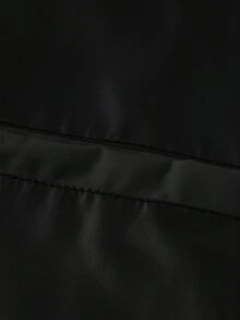 Men Hooded Long Sleeve Jacket With White Stripe Decor, Zipper Closure, Suitable For Sports Or Casual Wear, Fall - Black - View 9